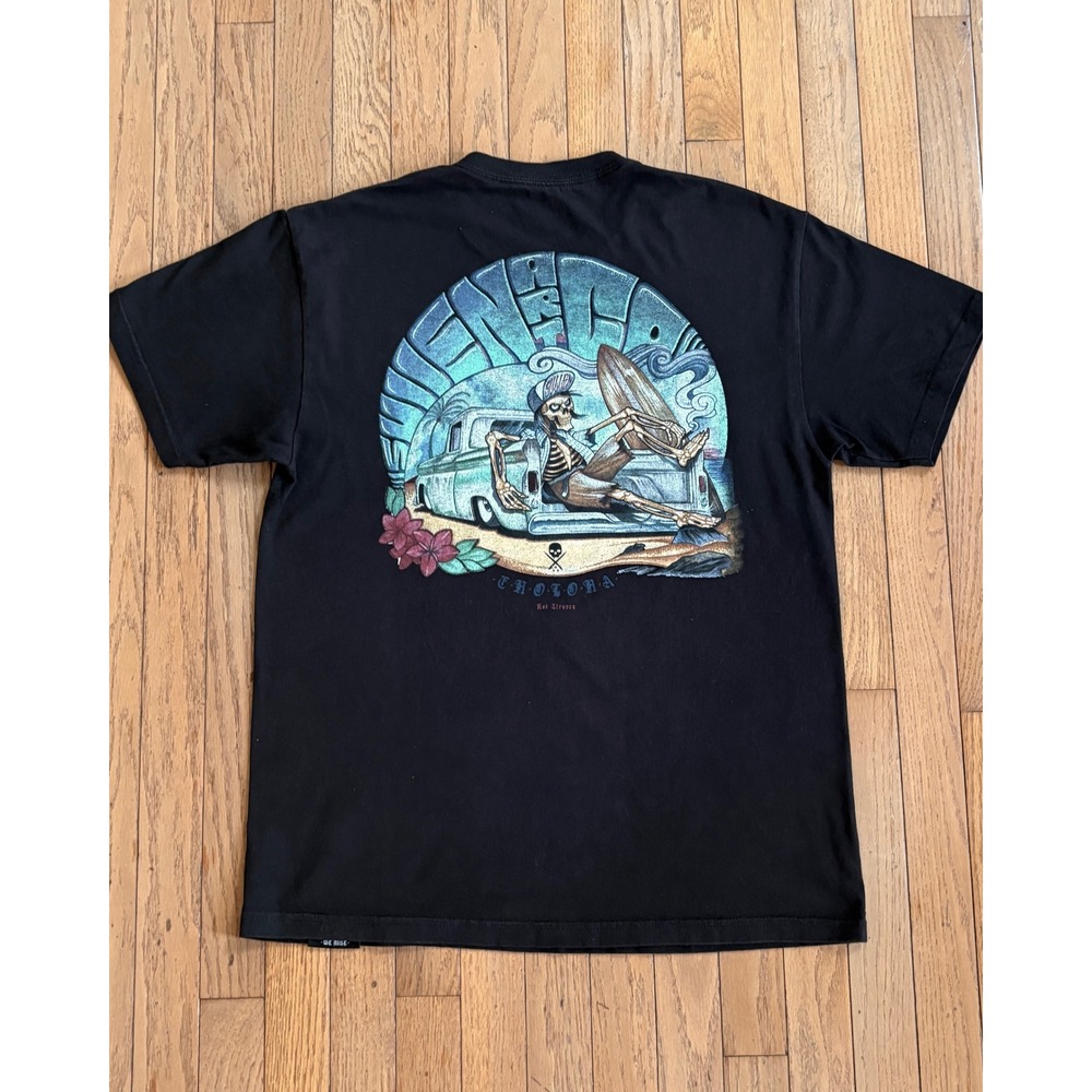 Sullen Art Collective T-Shirt Rob Graves Choloha Skeleton Surf Large Black Mens